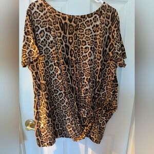 Crazy Train Leopard Print Short Sleeve Blouse in Brown and Black